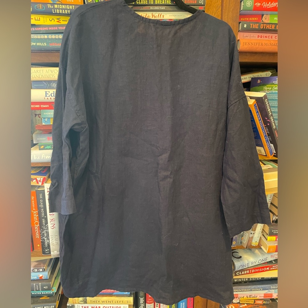 NWOT Elizabeth Suzann Long-Sleeve Harper Navy Tunic in Midweight Linen - Picture 5 of 5